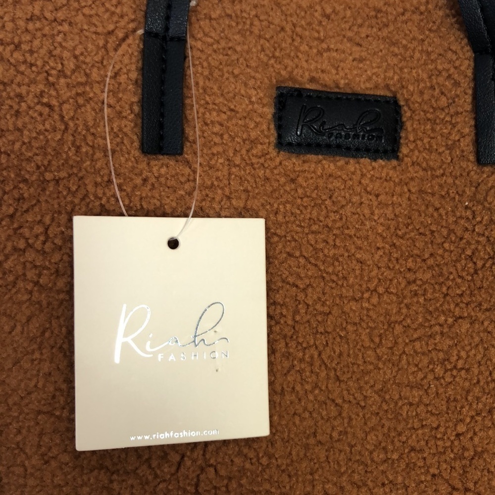 Riah Fashion Fleece Fur Tote Bag with Removable Strap Caramel - Picture 7 of 14